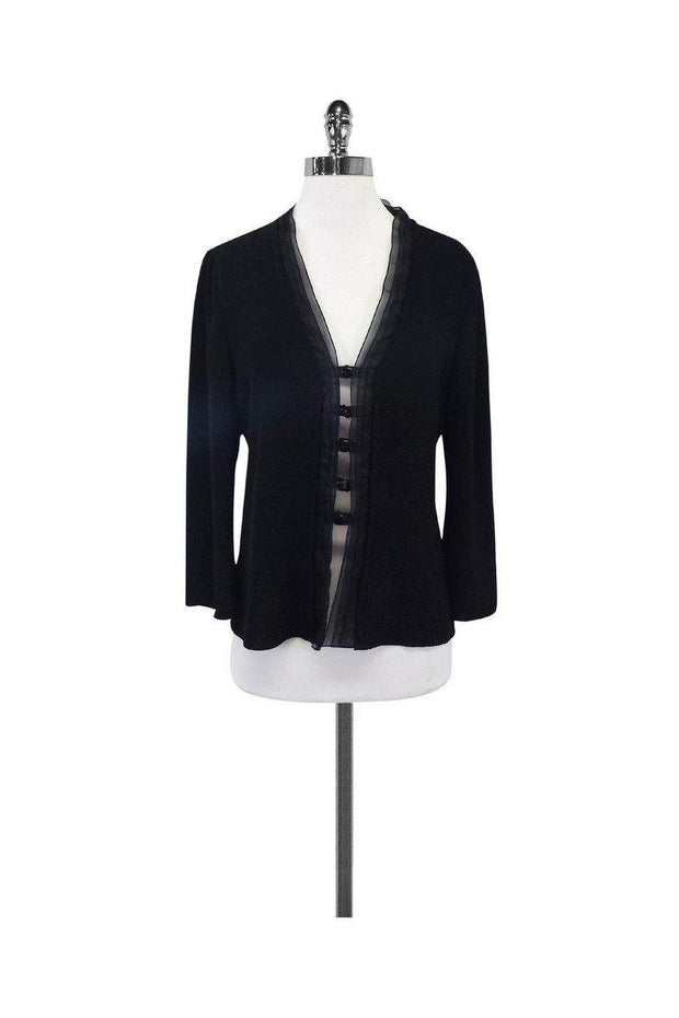 Current Boutique-Armani Collezioni - Black Long Sleeve Pleated Blouse Sz 6