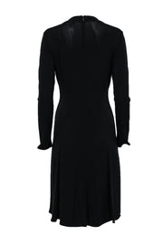 Current Boutique-Armani Collezioni - Black Long Sleeve Pleated Draped Sheath Dress Sz 10