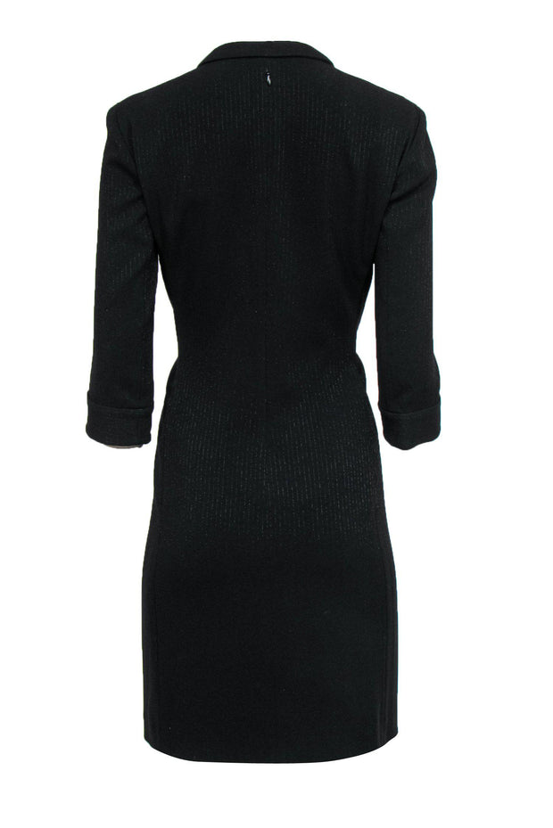 Current Boutique-Armani Collezioni - Black Metallic Pinstripe Suit Dress Sz 6