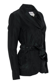 Current Boutique-Armani Collezioni - Black Nylon Belted Blazer Sz 8