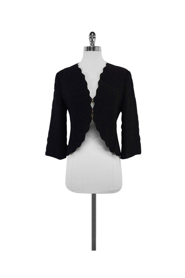 Current Boutique-Armani Collezioni - Black Scalloped Quilted Jacket Sz 8