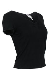 Current Boutique-Armani Collezioni - Black Short Sleeve Tee w/ Ruched Bust Sz 10