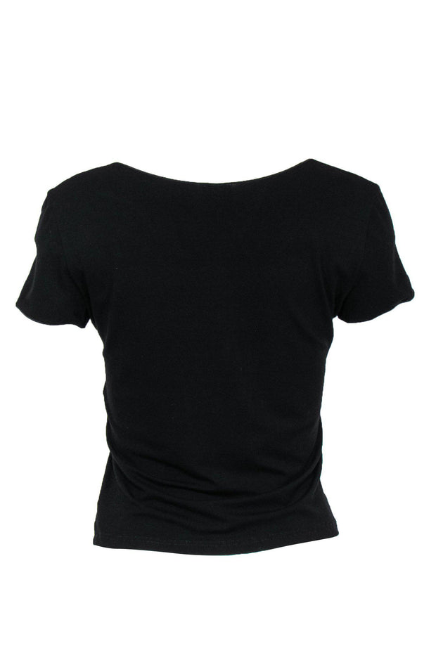 Current Boutique-Armani Collezioni - Black Short Sleeve Tee w/ Ruched Bust Sz 10