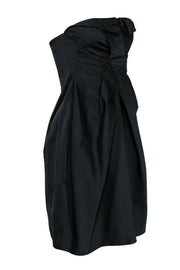 Current Boutique-Armani Collezioni - Black Strapless A-Line Asymmetric Pleated Dress Sz 4