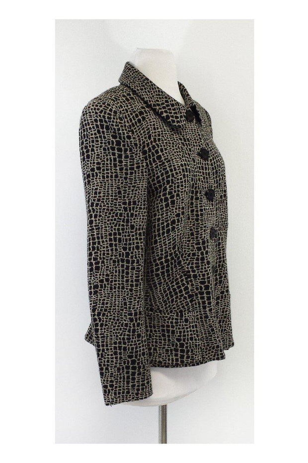 Current Boutique-Armani Collezioni - Black & Tan Wool Blend Knit Jacket Sz 10