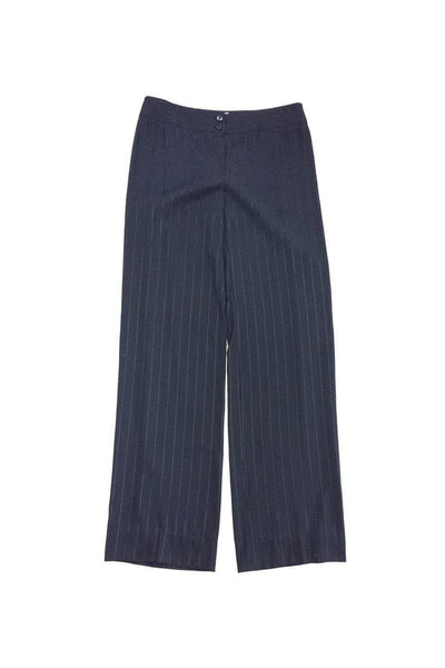 Current Boutique-Armani Collezioni - Black Textured Pinstripe Pants Sz 8