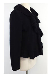 Current Boutique-Armani Collezioni - Black Wool & Angora Ruffle Jacket Sz 8