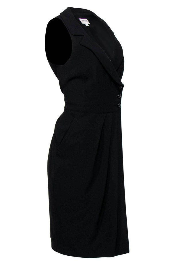 Current Boutique-Armani Collezioni - Black Wool Tuxedo Dress w/ Tulip Hem Sz 8