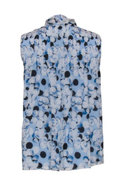 Current Boutique-Armani Collezioni - Blue Bubble Printed Silk Tie Neck Blouse Sz 8
