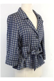Current Boutique-Armani Collezioni - Blue & Grey Plaid Jacket Sz 4