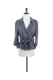 Current Boutique-Armani Collezioni - Blue & Grey Plaid Jacket Sz 4