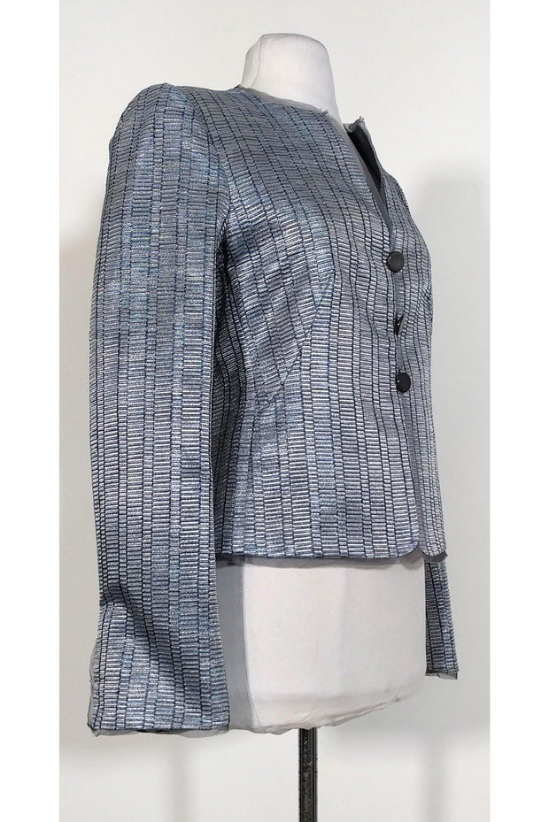 Current Boutique-Armani Collezioni - Blue & Silver Textured Blazer Sz 6