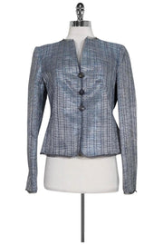 Current Boutique-Armani Collezioni - Blue & Silver Textured Blazer Sz 6