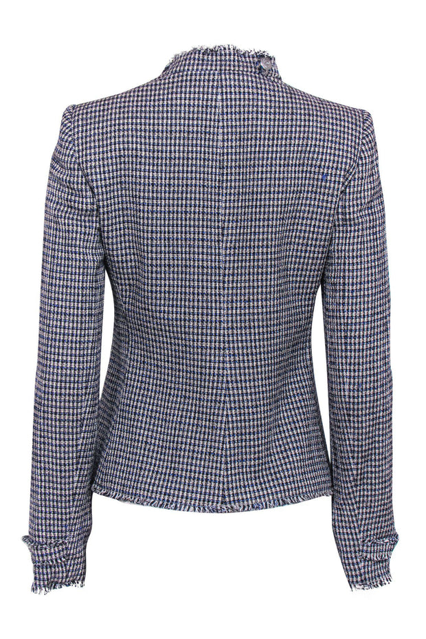 Current Boutique-Armani Collezioni - Blue & White Patterned Tweed Jacket w/ Anchor Buttons Sz 6