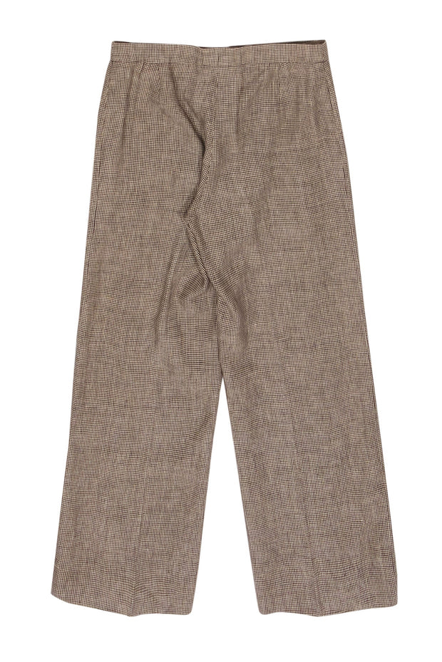 Current Boutique-Armani Collezioni - Brown & Beige Plaid Wide Leg Trousers Sz 6