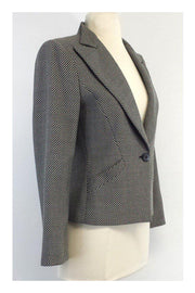 Current Boutique-Armani Collezioni - Cream & Black Checkered Print Suit Jacket Sz 4