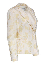 Current Boutique-Armani Collezioni - Cream & Pale Yellow Floral Pinstripe Blazer Sz 6