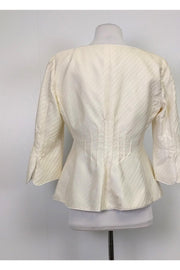 Current Boutique-Armani Collezioni - Cream Textured Silk Blend Blazer Sz 10