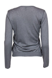 Current Boutique-Armani Collezioni - Gray Sequined Cotton Blend Cardigan Sz 8