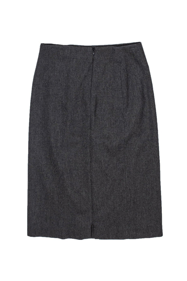 Current Boutique-Armani Collezioni - Grey Wool Pencil Skirt w/ Zippers at Hem Sz 6