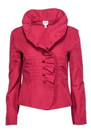 Current Boutique-Armani Collezioni - Hot Pink Pleated Blouse w/ Ruffles Sz 8