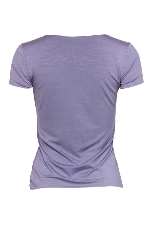 Current Boutique-Armani Collezioni - Lavender Short Sleeve Tee w/ Ruched Bust Sz 4