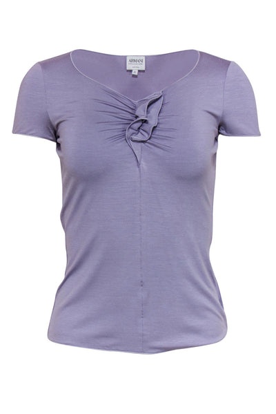 Current Boutique-Armani Collezioni - Lavender Short Sleeve Tee w/ Ruched Bust Sz 4