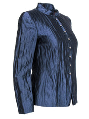 Current Boutique-Armani Collezioni - Metallic Blue Silk Jacket Sz 6