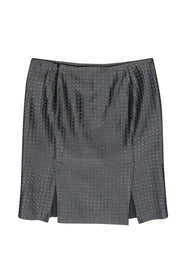 Current Boutique-Armani Collezioni - Metallic Silver Houndstooth Pencil Skirt Sz 14