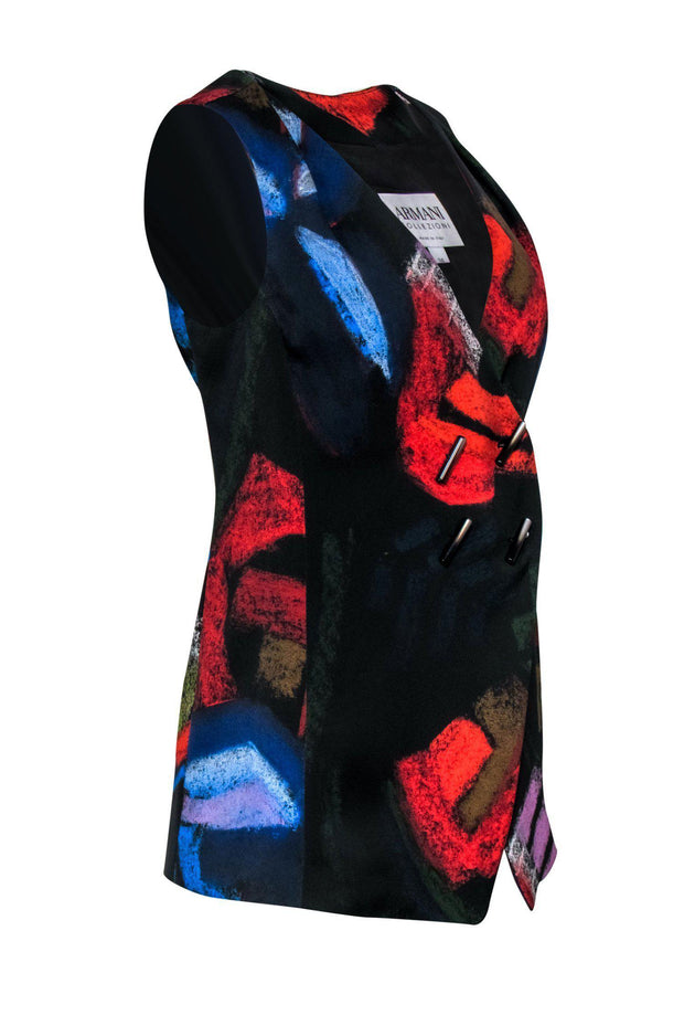 Current Boutique-Armani Collezioni - Multicolored Printed Vest w/ Toggle Buttons Sz 0