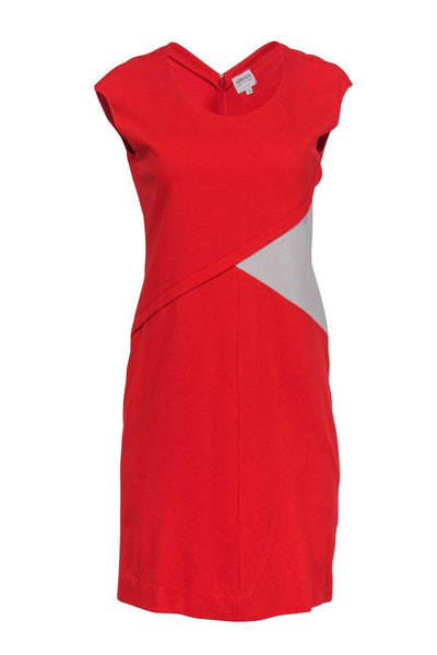 Current Boutique-Armani Collezioni - Orange Sleeveless Sheath Dress w/ Cream Paneling Sz 10