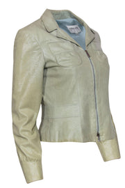 Current Boutique-Armani Collezioni - Seafoam Green Textured Shiny Leather Jacket Sz 6