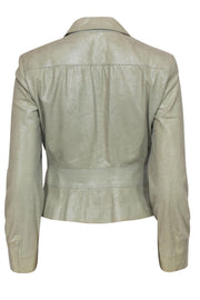 Current Boutique-Armani Collezioni - Seafoam Green Textured Shiny Leather Jacket Sz 6
