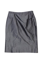 Current Boutique-Armani Collezioni - Silk Grey Blue Pencil Skirt Sz 2
