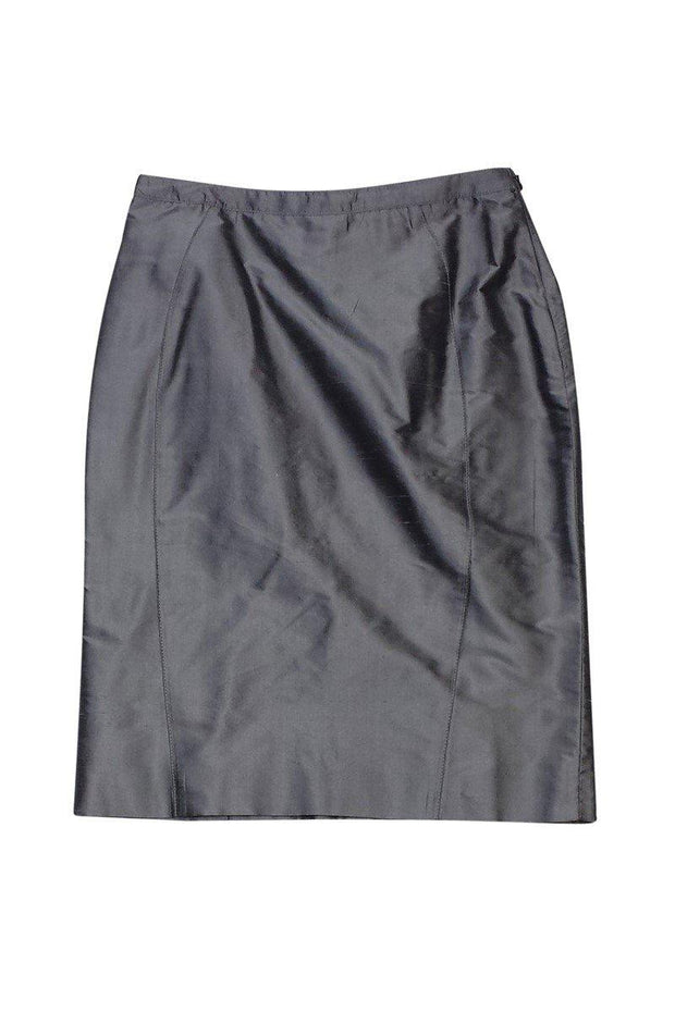 Current Boutique-Armani Collezioni - Silk Grey Blue Pencil Skirt Sz 2