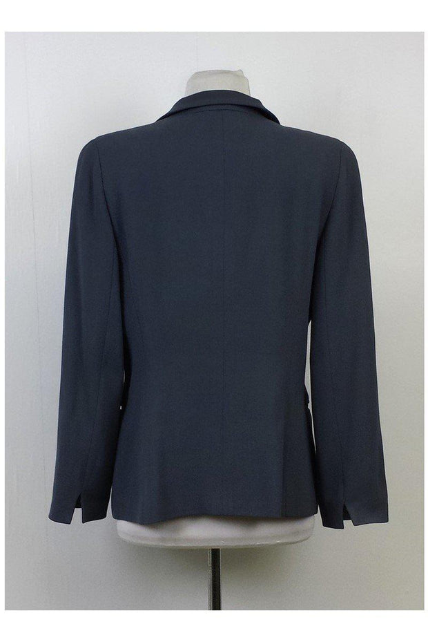 Current Boutique-Armani Collezioni - Slate Blue Waist Tie Jacket Sz 12