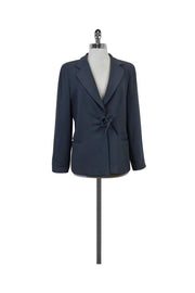 Current Boutique-Armani Collezioni - Slate Blue Waist Tie Jacket Sz 12