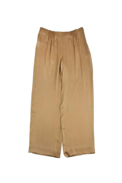 Current Boutique-Armani Collezioni - Tan Silk Wide Leg Pants Sz 8