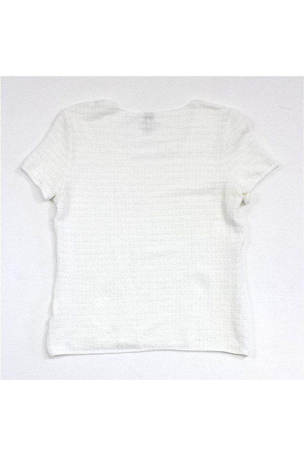 Current Boutique-Armani Collezioni - White Crinkle Short Sleeve Top Sz 6