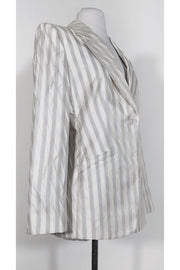 Current Boutique-Armani Collezioni - White & Silver Striped Blazer Sz 8
