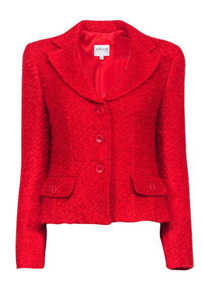 Current Boutique-Armani - Red Fuzzy Blazer Sz 10