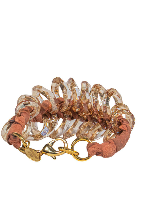 Current Boutique-Atelier Swarovski - Blush Suede & Crystal Hoop Bracelet