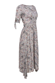 Current Boutique-Auguste - Cream Metallic Floral & Crane Print Button-Up Maxi Dress Sz 4