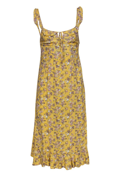 Current Boutique-Auguste - Light Yellow Floral Print Sleeveless Midi Dress Sz 2