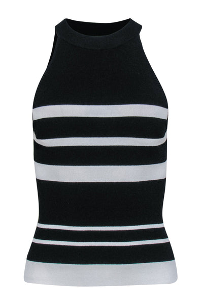 Current Boutique-Autumn Cashmere - Black & White Striped High Neck Knit Crop Top Sz XS
