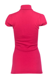 Current Boutique-Autumn Cashmere - Hot Pink Cashmere Short Sleeve Turtleneck Sweater Sz S