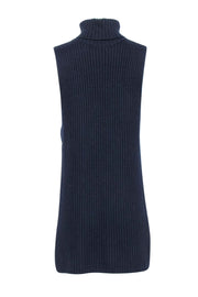 Current Boutique-Autumn Cashmere - Navy Knit Sleeveless Cashmere Blend Turtleneck Sweater Sz S