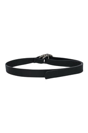 Current Boutique-B-Low the Belt - Black Pebbled Leather Loop Belt w/ Silver Hardware Sz S