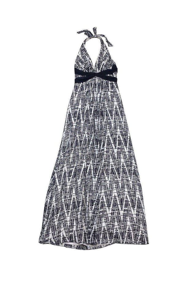 Current Boutique-BCBG - Black & Cream Print Silk Maxi Dress Sz 2