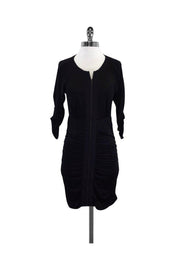 Current Boutique-BCBG - Black Front Zip Gathered Dress Sz XS
